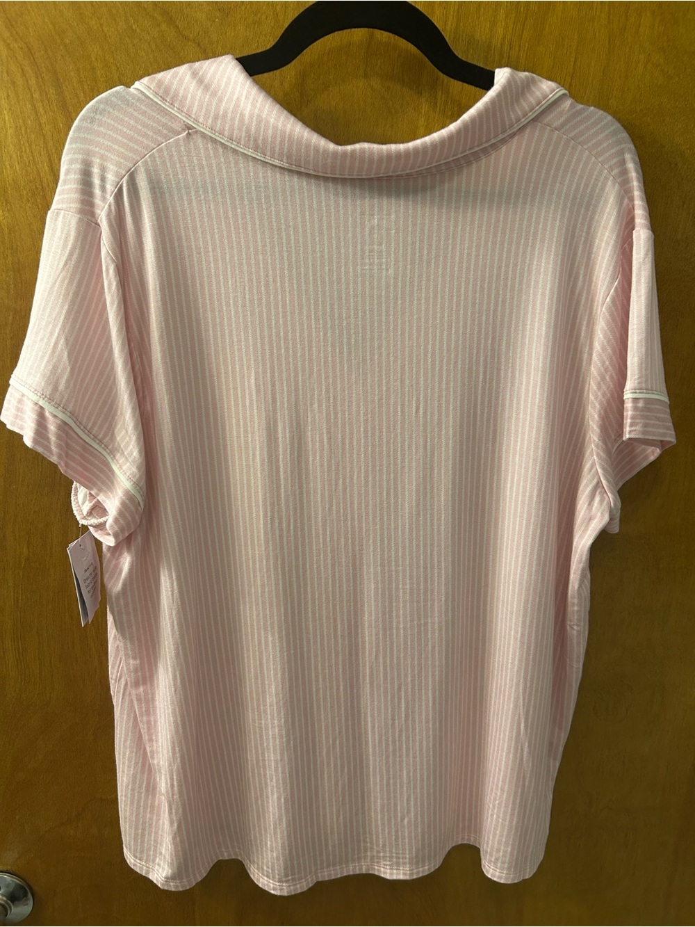 NWT Auden Pink Striped Short-Sleeve Button Pajama Top- XL - Picture 4 of 6